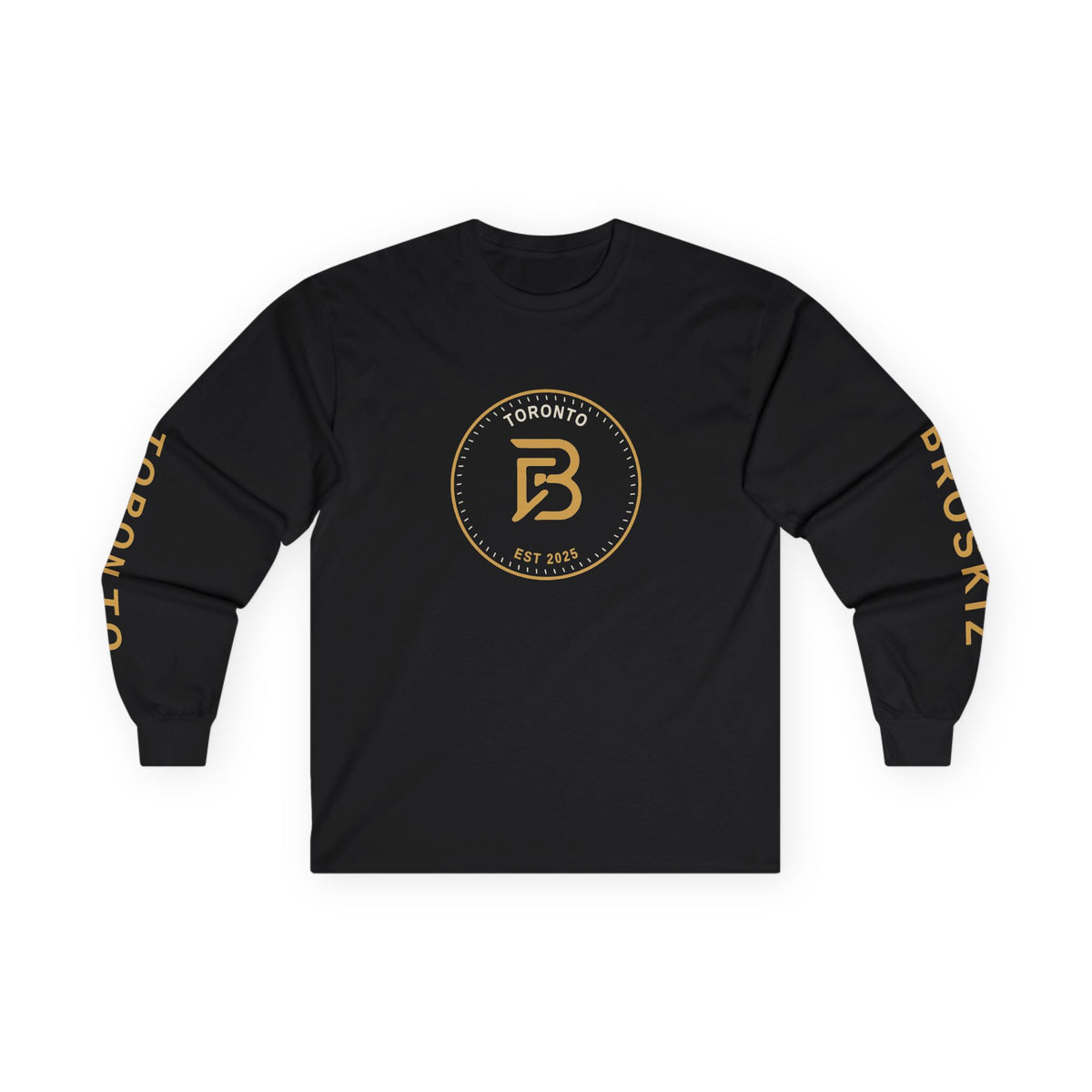 Broskiz Signature B Varsity Patch B Long Sleeve Tee - Black Toronto Streetwear