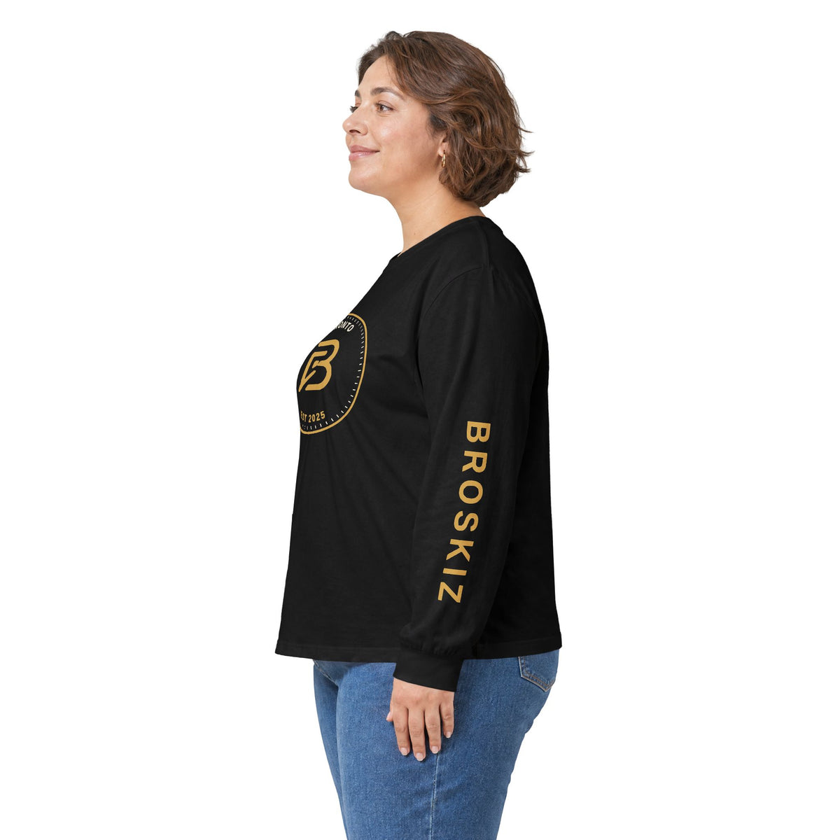 Broskiz Signature B Varsity Patch B Long Sleeve Tee - Black Toronto Streetwear