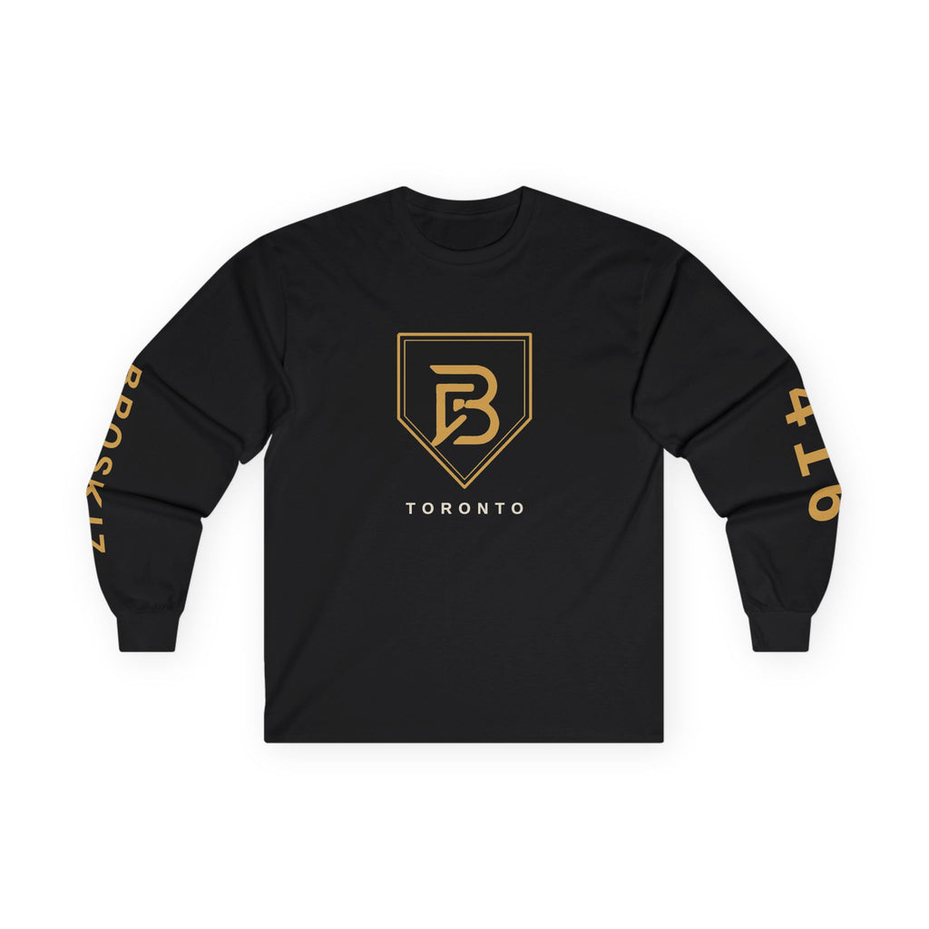 Broskiz Signature B Shield Crest Long Sleeve Tee - Black Toronto Streetwear
