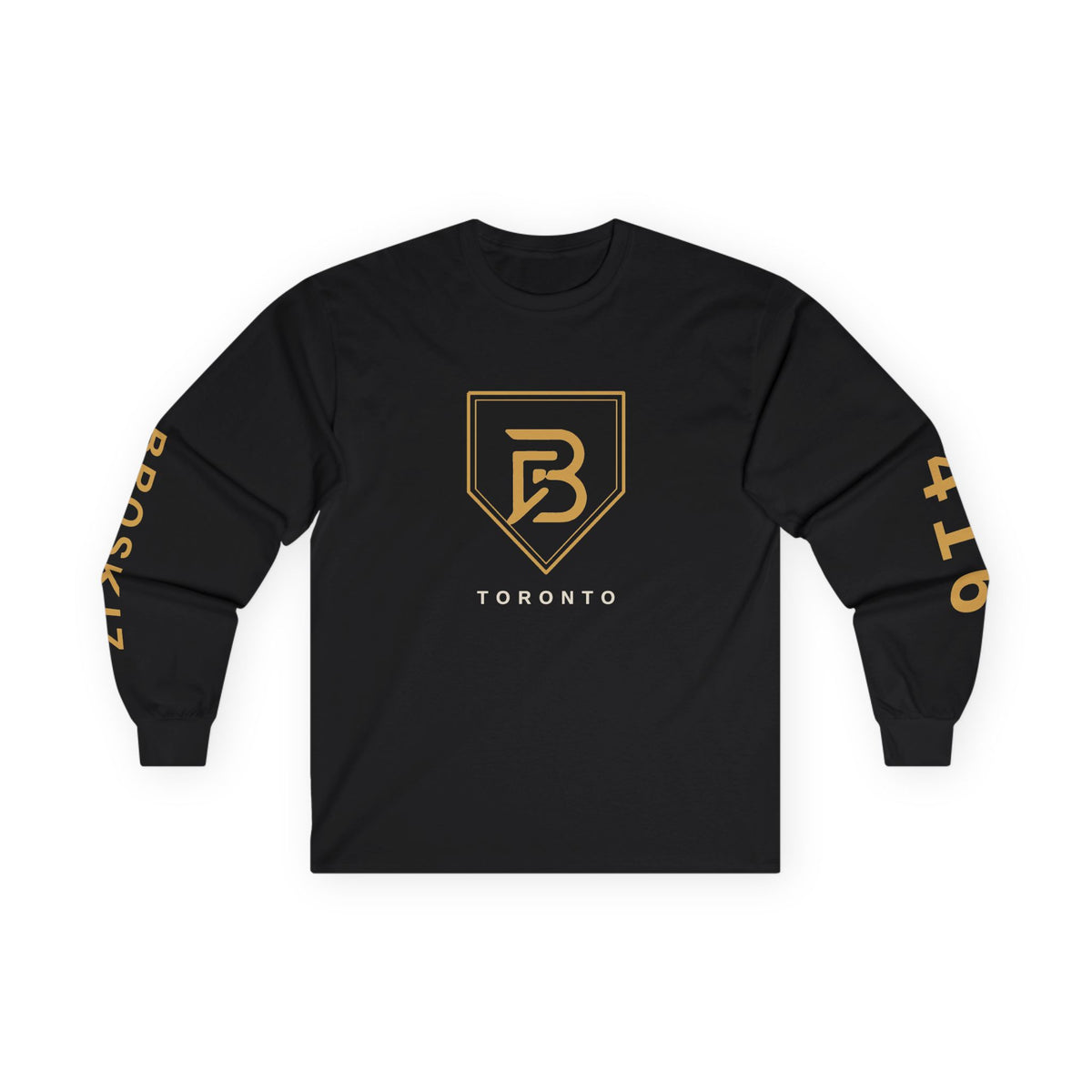 Broskiz Signature B Shield Crest Long Sleeve Tee - Black Toronto Streetwear