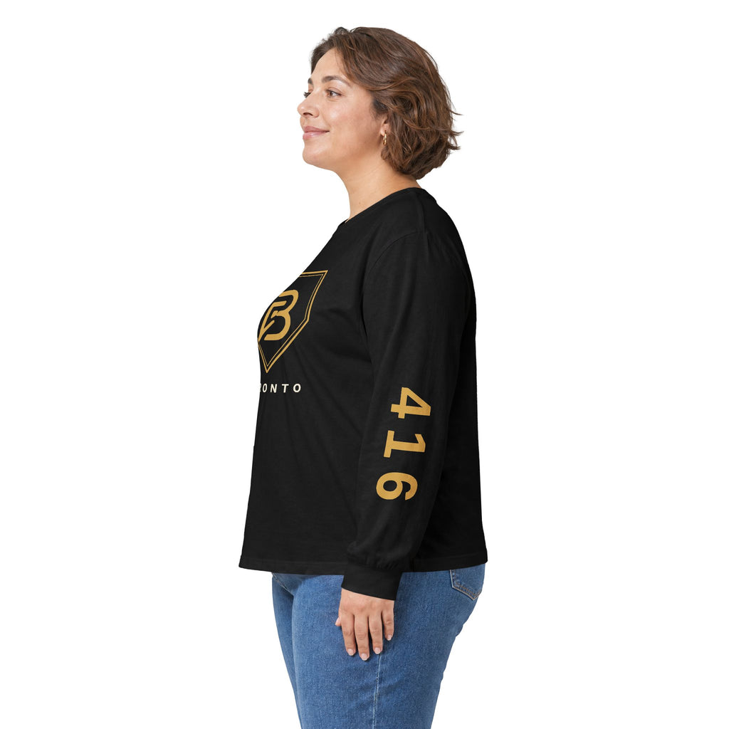 Broskiz Signature B Shield Crest Long Sleeve Tee - Black Toronto Streetwear