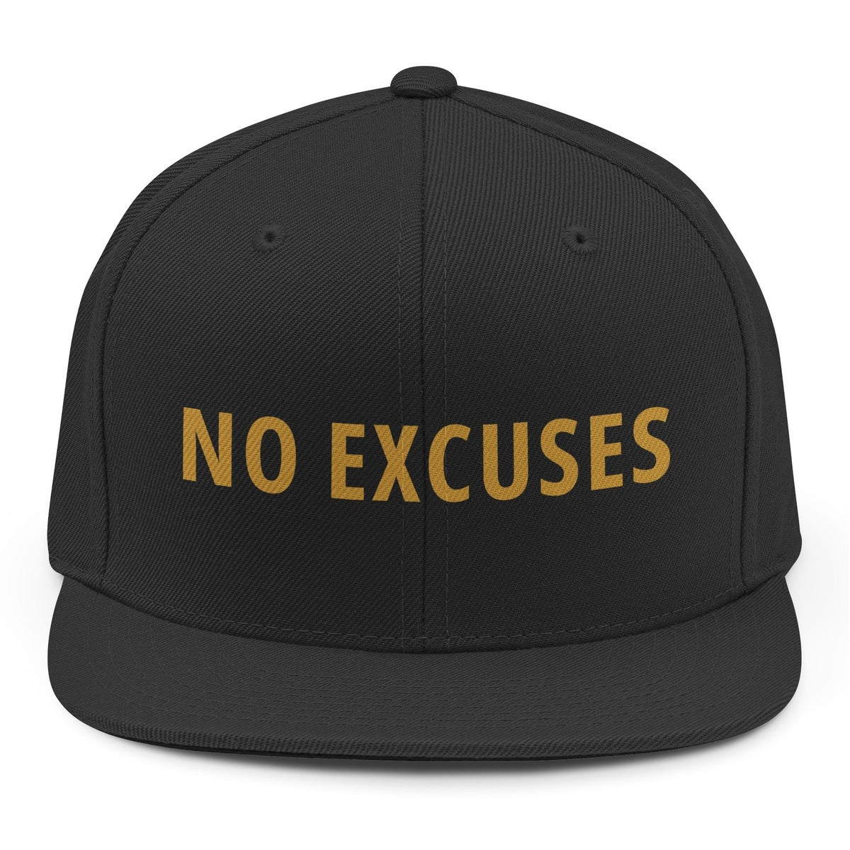 No Excuses Snapback - Black mockup