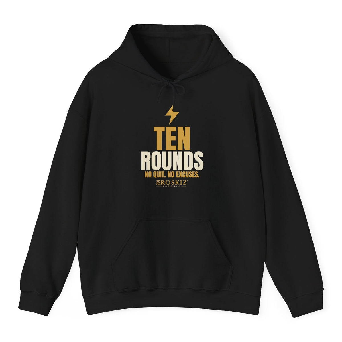 Ten Rounds Hoodie - Black flat mockup
