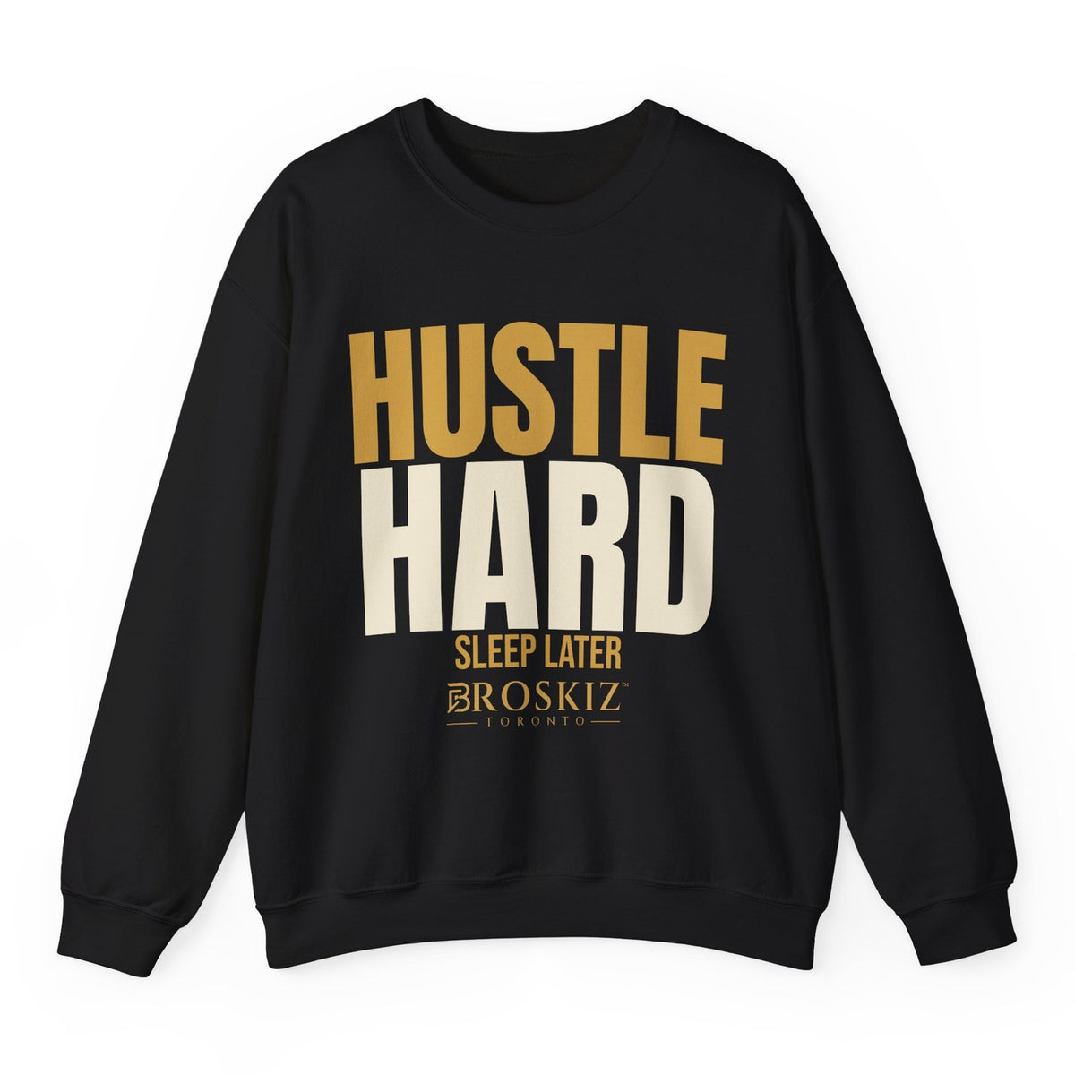 Hustle Hard Crewneck - Black flat mockup