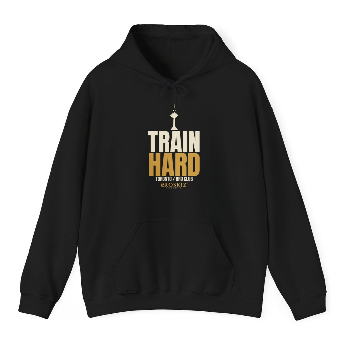 Train Hard Hoodie - Black flat mockup