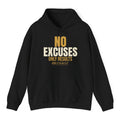 No Excuses Hoodie - Black flat mockup