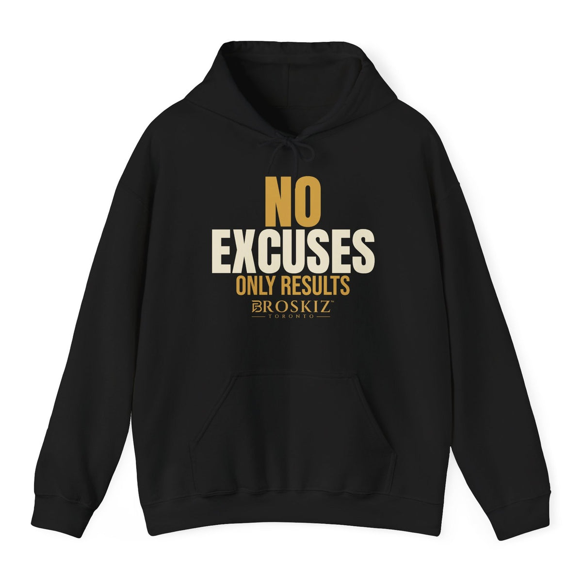 No Excuses Hoodie - Black flat mockup