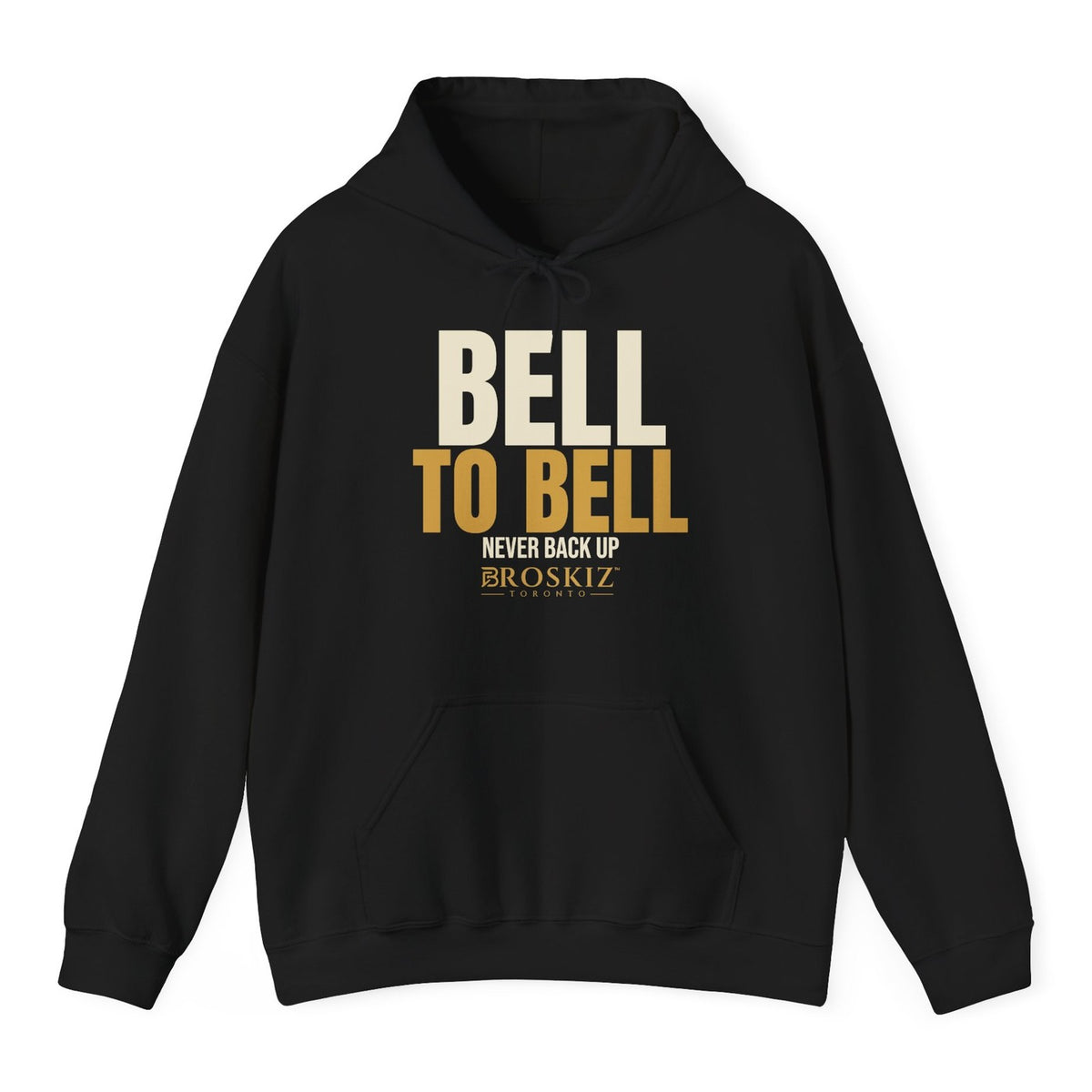Bell To Bell Hoodie - Black flat mockup