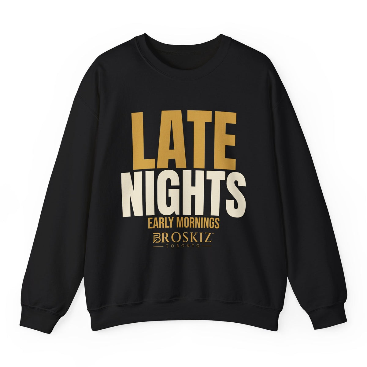 Late Nights Crewneck - Black flat mockup