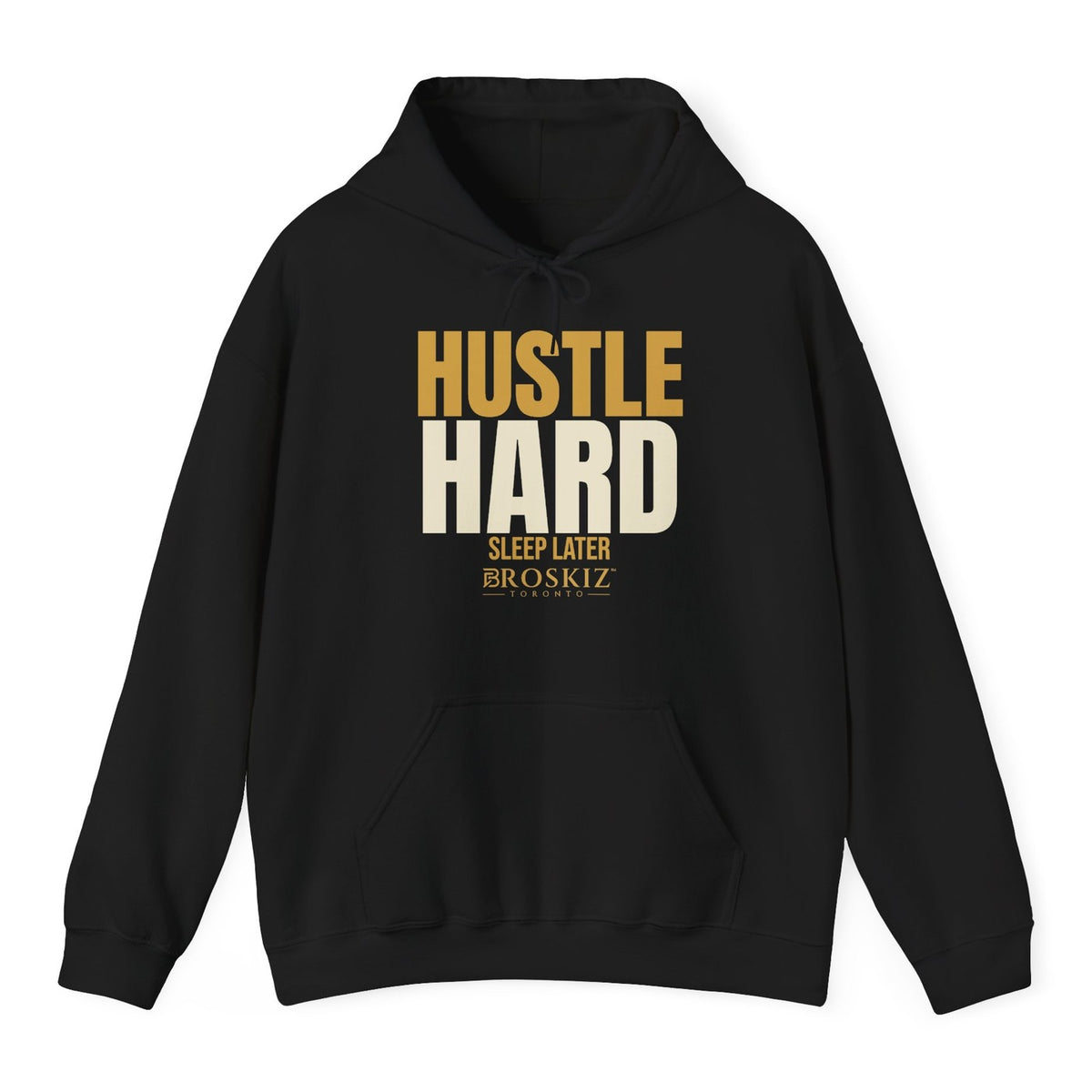 Hustle Hard Hoodie - Black flat mockup