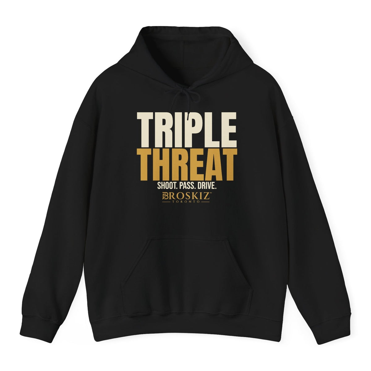 Triple Threat Hoodie - Black flat mockup