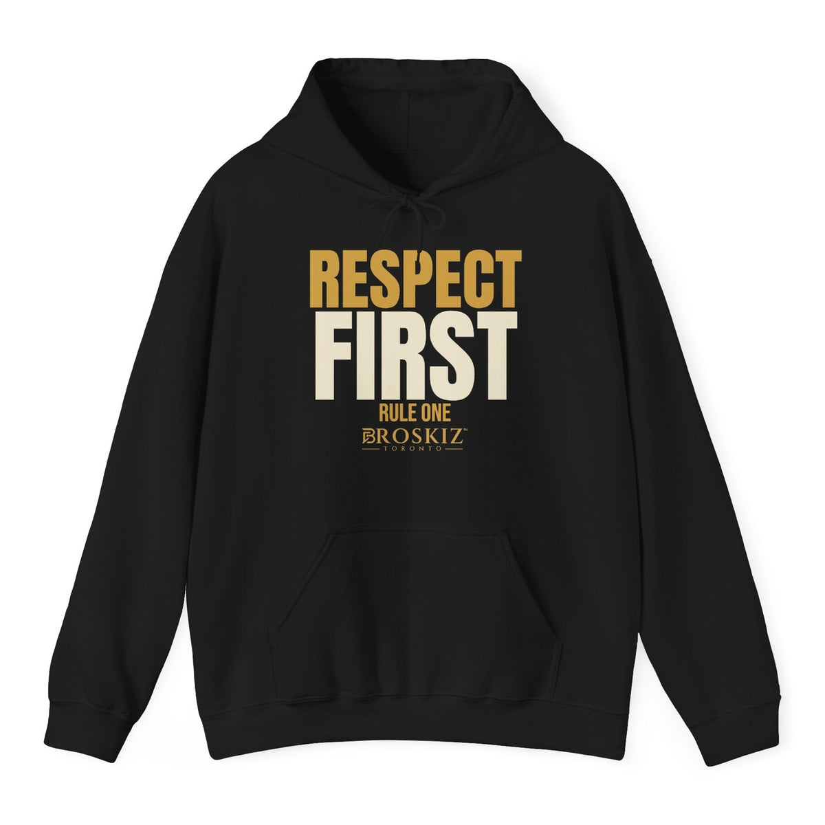 Respect First Hoodie - Black flat mockup