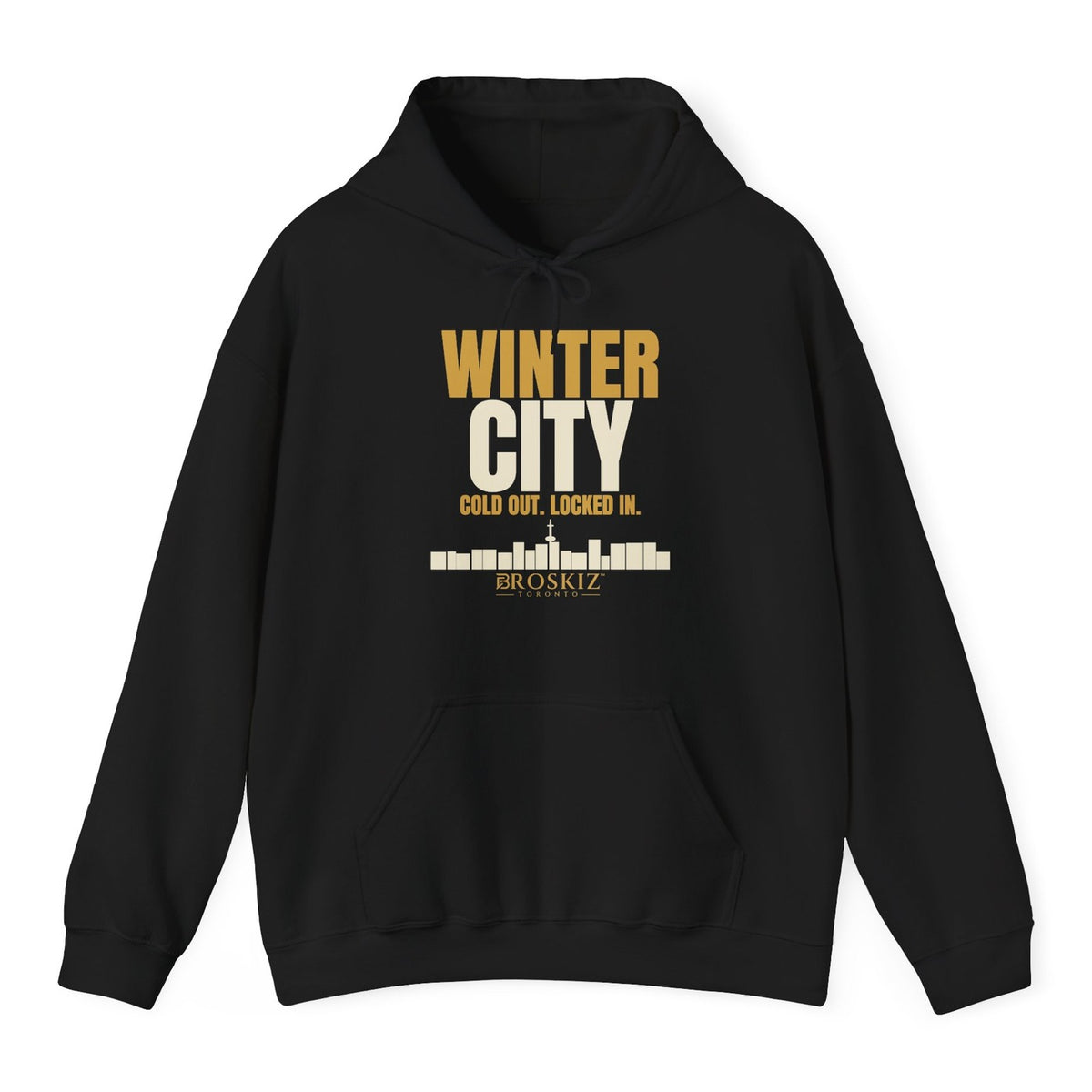 Winter City Hoodie - Black flat mockup