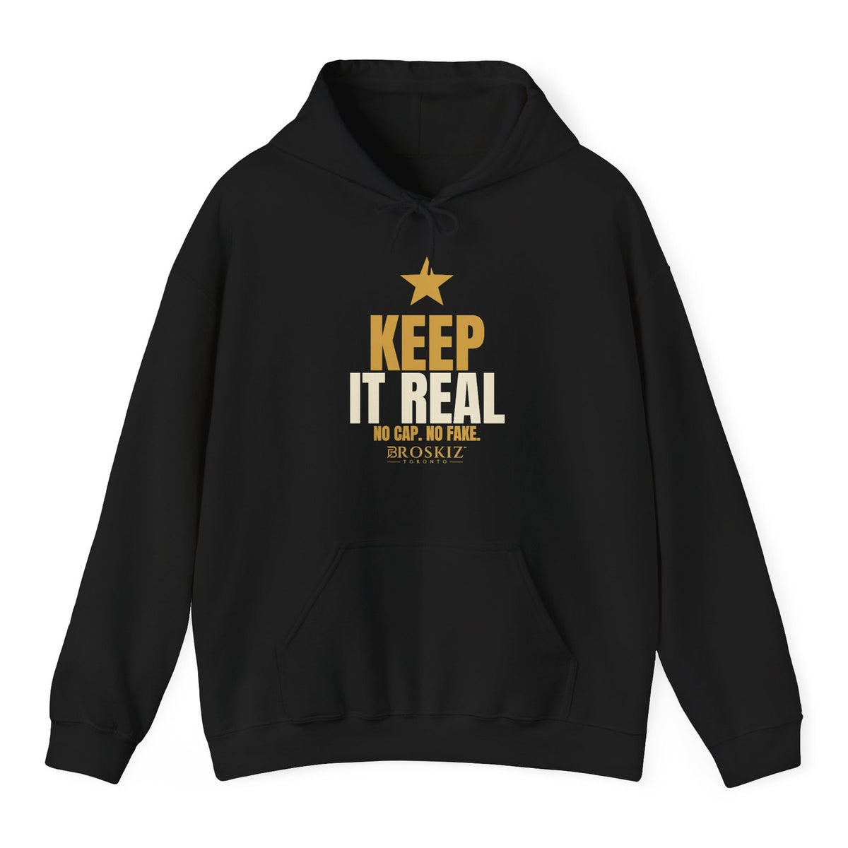 Keep It Real Hoodie - Black flat mockup