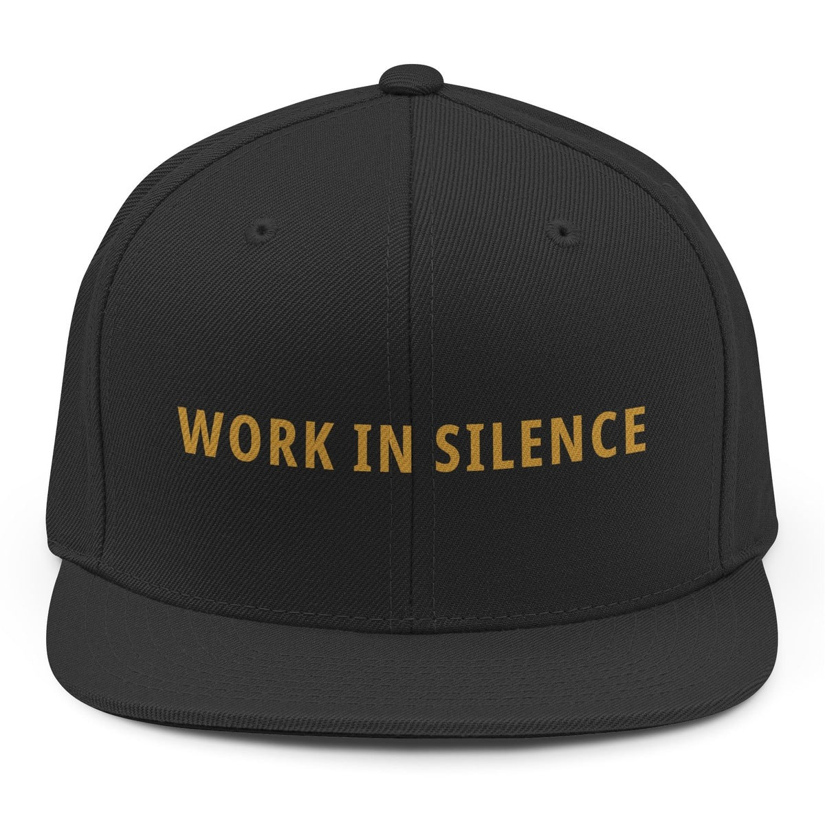 Work In Silence Snapback - Black mockup