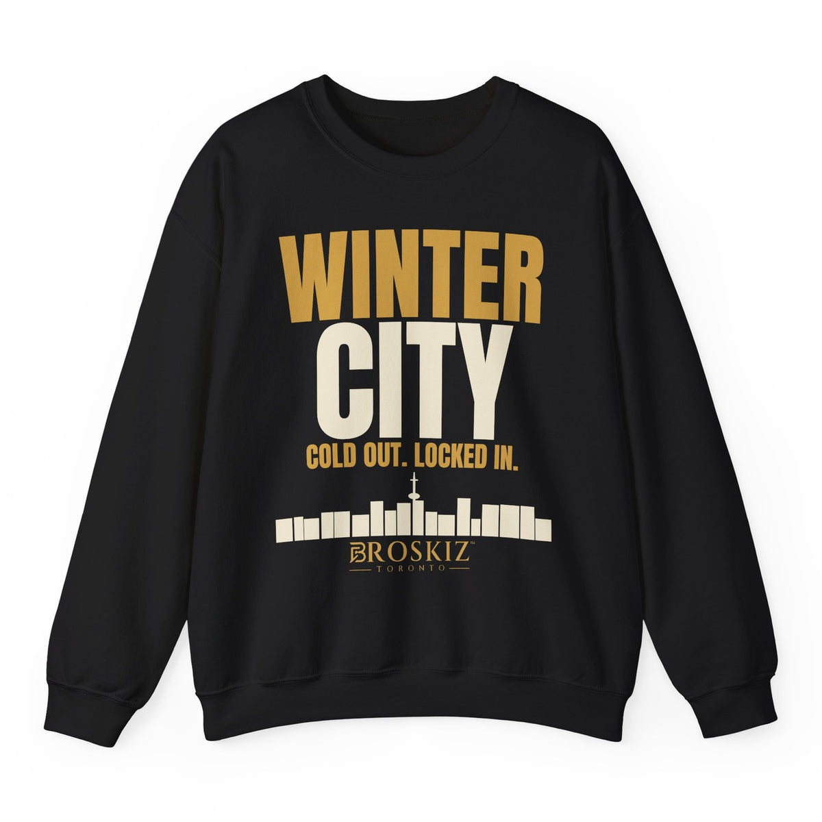 Winter City Crewneck - Black flat mockup