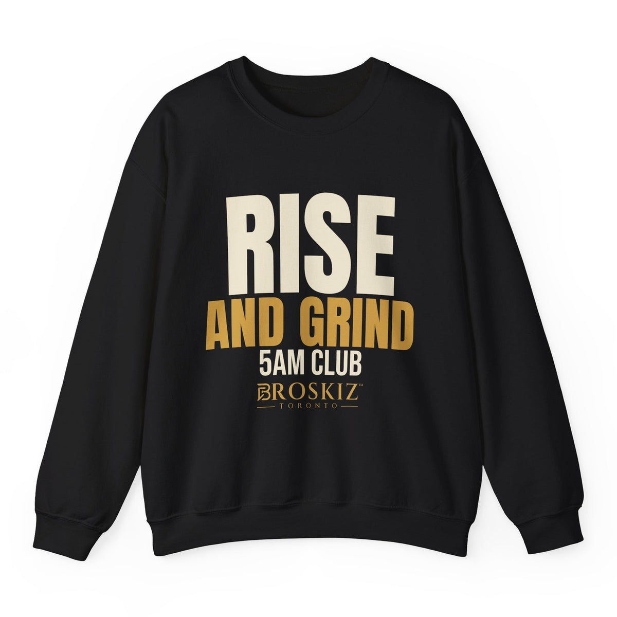 Rise And Grind Crewneck - Black flat mockup