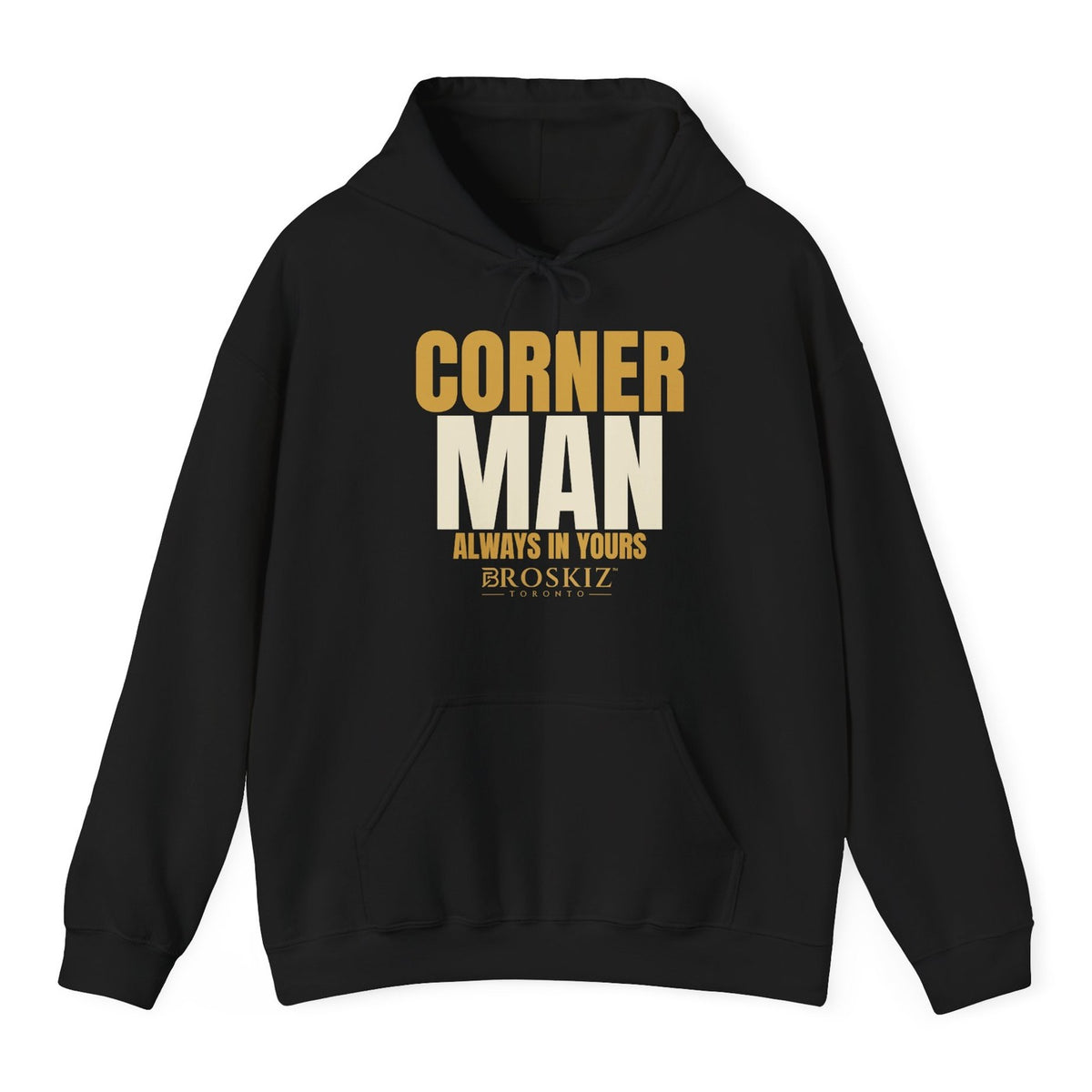 Corner Man Hoodie - Black flat mockup